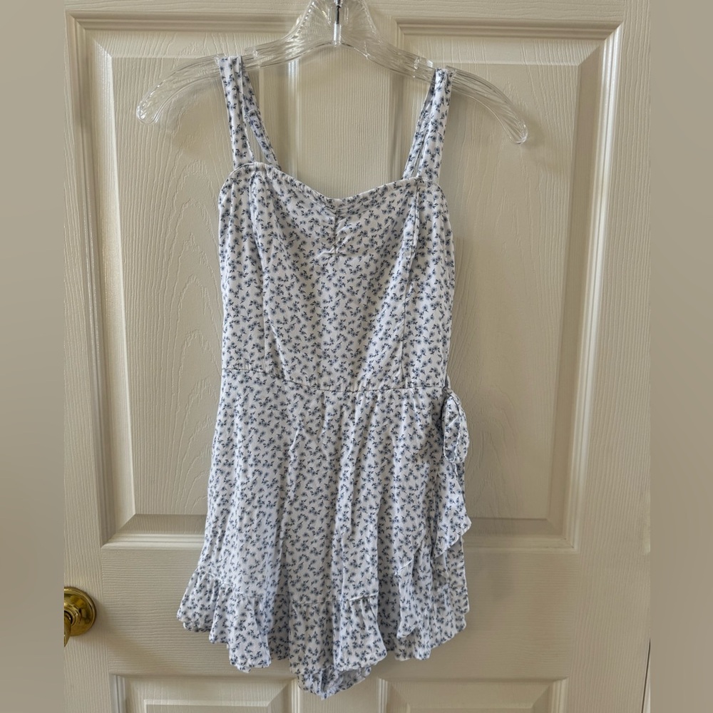 Hollister blue and white flower romper